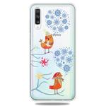 For Galaxy A50 Trendy Cute Christmas Patterned Clear TPU Protective Case(Snowflake and Birds)