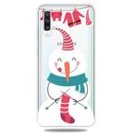 For Galaxy A50 Trendy Cute Christmas Patterned Clear TPU Protective Case(Sock Snowman)