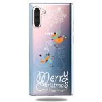 For Galaxy Note10 Trendy Cute Christmas Patterned Clear TPU Protective Case(Ski Bird)