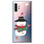 For Galaxy Note10 Pro Trendy Cute Christmas Patterned Clear TPU Protective Case(Bird and  Snowman)