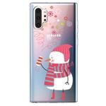 For Galaxy Note10 Pro Trendy Cute Christmas Patterned Clear TPU Protective Case(Fireworks Snowman)