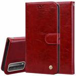 For Huawei P smart 2021 Business Style Oil Wax Texture Horizontal Flip Leather Case with Holder & Card Slots & Wallet(Red)