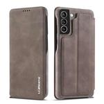 For Samsung Galaxy S21 FE LC.IMEEKE Hon Ancient Series Horizontal Flip Leather Case with Holder & Card Slot(Coffee)