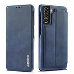 For Samsung Galaxy S21 FE LC.IMEEKE Hon Ancient Series Horizontal Flip Leather Case with Holder & Card Slot(Blue)