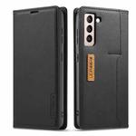 For Samsung Galaxy S21 FE LC.IMEEKE LC-001 Series PU + TPU Color Matching Frosted Horizontal Flip Leather Case with Holder & Card Slot(Black)