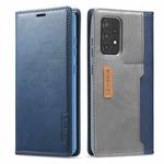 For Samsung Galaxy A52 5G / 4G LC.IMEEKE LC-001 Series PU + TPU Color Matching Frosted Horizontal Flip Leather Case with Holder & Card Slot(Blue)