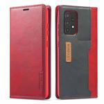 For Samsung Galaxy A72 5G / 4G LC.IMEEKE LC-001 Series PU + TPU Color Matching Frosted Horizontal Flip Leather Case with Holder & Card Slot(Red)