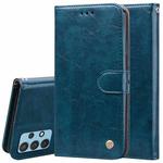 For Samsung Galaxy A32 4G Business Style Oil Wax Texture Horizontal Flip Leather Case with Holder & Card Slots & Wallet(Blue)