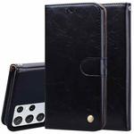 For Samsung Galaxy S21 Ultra 5G Business Style Oil Wax Texture Horizontal Flip Leather Case with Holder & Card Slots & Wallet(Black)