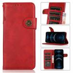 For iPhone 12 Pro Max KHAZNEH Dual-Splicing Cowhide Texture Horizontal Flip Leather Case with Holder & Card Slots & Wallet & Lanyard(Red)