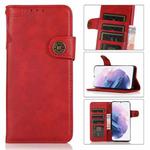 For Samsung Galaxy S21+ 5G KHAZNEH Dual-Splicing Cowhide Texture Horizontal Flip Leather Case with Holder & Card Slots & Wallet & Lanyard(Red)