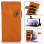 For Samsung Galaxy S21+ 5G KHAZNEH Dual-Splicing Cowhide Texture Horizontal Flip Leather Case with Holder & Card Slots & Wallet & Lanyard(Brown)