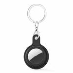 Gel Leather Case Cover with Switchable Keychain Ring for AirTag(Black)