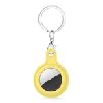 Gel Leather Case Cover with Switchable Keychain Ring for AirTag(Yellow)