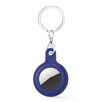 Gel Leather Case Cover with Switchable Keychain Ring for AirTag(Midnight Blue)