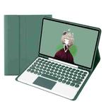 YT098B-A Detachable Candy Color Skin Feel Texture Round Keycap Bluetooth Keyboard Leather Case with Touch Control For  iPad Air 4 10.9 2020 / Air 5 10.9 2022 (Dark Green)