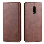 For OnePlus 7 AZNS Retro Texture Magnetic Horizontal Flip PU Leather Case with Holder & Card Slots & Photo Frame(Brown)