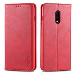 For OnePlus 7 AZNS Retro Texture Magnetic Horizontal Flip PU Leather Case with Holder & Card Slots & Photo Frame(Red)
