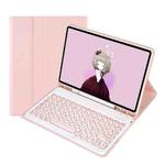 YT11B Detachable Candy Color Skin Feel Texture Round Keycap Bluetooth Keyboard Leather Case For iPad Pro 11 inch 2020 & 2018(Pink)