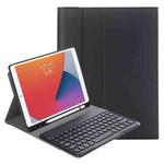 YA098B Detachable Lambskin Texture Round Keycap Bluetooth Keyboard Leather Tablet Case with Pen Slot & Stand For iPad Air 4 10.9 inch (2020) / Pro 11 inch (2020) & (2018)(Black)