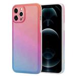 Colorful Halo Dyed Stripe Straight Edge Magic Cube Protective Case For iPhone 11 Pro Max(Pink Purple Blue)