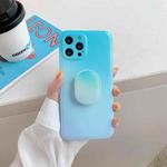 Colorful Halo Dyed Stripe Straight Edge Magic Cube Protective Case with Holder For iPhone 11 Pro(Blue Cyan)