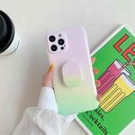 Colorful Halo Dyed Stripe Straight Edge Magic Cube Protective Case with Holder For iPhone 12 mini(Pink Green)