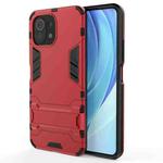 For Xiaomi Mi 11 Lite Shockproof PC + TPU Protective Case with Hidden Holder(Red)
