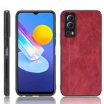 For vivo Y72 5G / iQOO Z3 5G Shockproof Sewing Cow Pattern Skin PC + PU + TPU Case(Red)