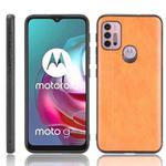 For Motorola Moto G30 / G10 Shockproof Sewing Cow Pattern Skin PC + PU + TPU Case(Orange)