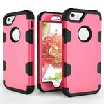 Contrast Color Silicone + PC Shockproof Case For iPhone 6(Rose Red+Black)
