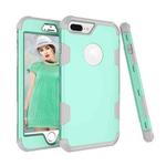 Contrast Color Silicone + PC Shockproof Case For iPhone 8 Plus / 7 Plus(Mint Green+Grey)