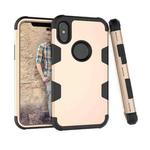 Contrast Color Silicone + PC Shockproof Case For iPhone XS / X(Gold+Black)