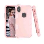 Contrast Color Silicone + PC Shockproof Case For iPhone XS / X(Rose Gold)