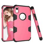 Contrast Color Silicone + PC Shockproof Case For iPhone XR(Rose Red+Black)