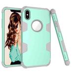 Contrast Color Silicone + PC Shockproof Case For iPhone XS Max(Mint Green+Grey)