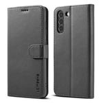 For Samsung Galaxy S21 FE LC.IMEEKE Calf Texture Horizontal Flip Leather Case, with Holder & Card Slots & Wallet(Black)