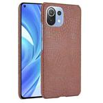 For Xiaomi Mi 11 Lite Shockproof Crocodile Texture PC + PU Case(Brown)