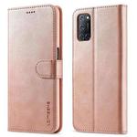 For OPPO A55 5G / A54 4G LC.IMEEKE Calf Texture Horizontal Flip Leather Case, with Holder & Card Slots & Wallet(Rose Gold)