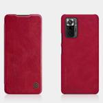 For Xiaomi Redmi Note 10 Pro / 10 Pro Max NILLKIN QIN Series Crazy Horse Texture Horizontal Flip Leather Case with Card Slot(Red)