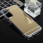 For Samsung Galaxy S21+ 5G TPU + Acrylic Luxury Plating Mirror Phone Case Cover(Gold)
