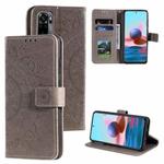 For Xiaomi Redmi Note 10 5G Totem Flower Embossed Horizontal Flip TPU + PU Leather Case with Holder & Card Slots & Wallet(Gray)