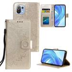 For Xiaomi Mi 11 Lite Totem Flower Embossed Horizontal Flip TPU + PU Leather Case with Holder & Card Slots & Wallet(Gold)