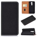 For Xiaomi Redmi Note 8 Pro Solid Color Magnetic Horizontal Flip Leather Case with Card Slot & Holder(Black)