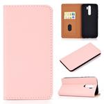 For Xiaomi Redmi Note 8 Pro Solid Color Magnetic Horizontal Flip Leather Case with Card Slot & Holder(Pink)