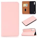 For Xiaomi Mi CC9 Solid Color Magnetic Horizontal Flip Leather Case with Card Slot & Holder(Pink)