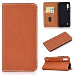 For Xiaomi Mi CC9 Solid Color Magnetic Horizontal Flip Leather Case with Card Slot & Holder(Brown)