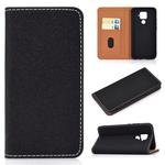 For Huawei Mate 30 Lite Solid Color Magnetic Horizontal Flip Leather Case with Card Slot & Holder(Black)