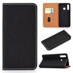 For Huawei P30 Lite Solid Color Magnetic Horizontal Flip Leather Case with Card Slot & Holder(Black)