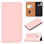 For Huawei P30 Lite Solid Color Magnetic Horizontal Flip Leather Case with Card Slot & Holder(Pink)